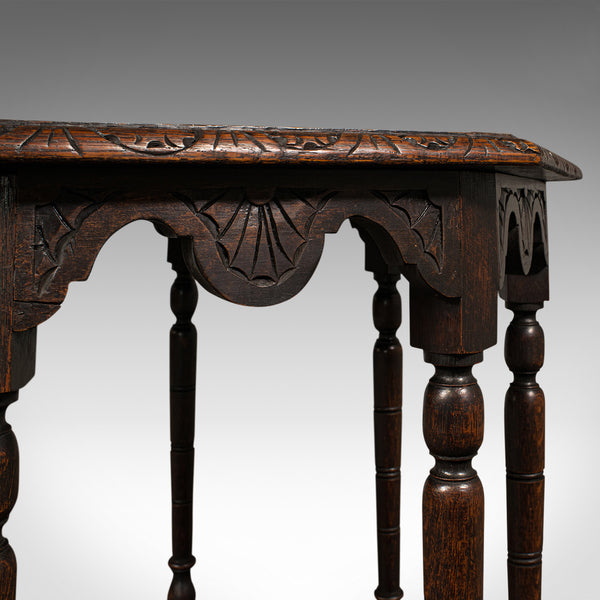 Antique Octagonal Table, Scottish, Oak, Occasional, Aesthetic Period, Victorian