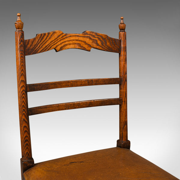 Set Of 8 Antique Dining Chairs, English, Oak, Carver, Seat, Edwardian, C.1910