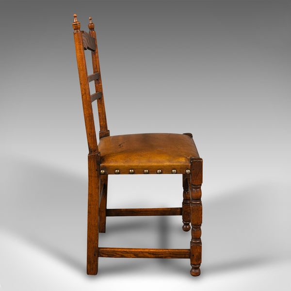 Set Of 8 Antique Dining Chairs, English, Oak, Carver, Seat, Edwardian, C.1910