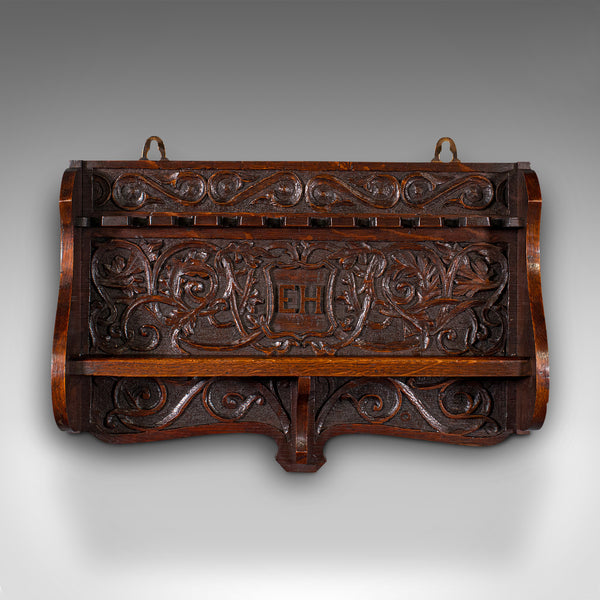 Antique Display Rack, English, Oak, Kitchen, Hallway, Wall Shelf, Victorian