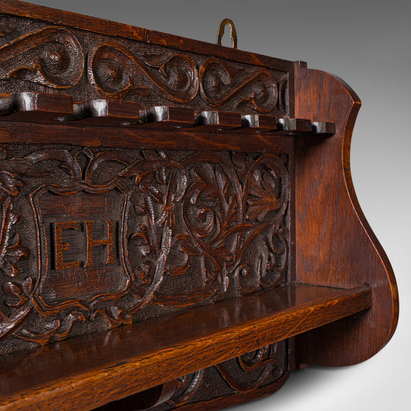 Antique Display Rack, English, Oak, Kitchen, Hallway, Wall Shelf, Victorian