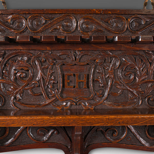 Antique Display Rack, English, Oak, Kitchen, Hallway, Wall Shelf, Victorian