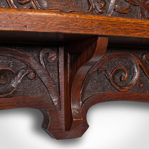 Antique Display Rack, English, Oak, Kitchen, Hallway, Wall Shelf, Victorian