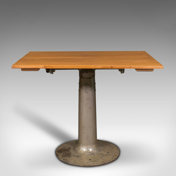 Vintage Pedestal Table, English, Beech, Pine, Kitchen, Desk, Mid Century, C.1950