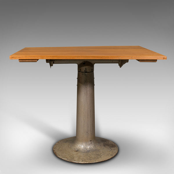 Vintage Pedestal Table, English, Beech, Pine, Kitchen, Desk, Mid Century, C.1950