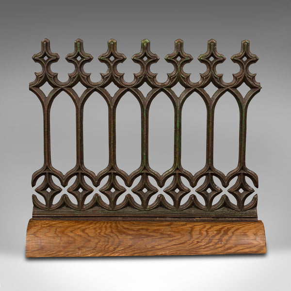 Antique Architectural Gothic Cast Iron Panel on Stand, English, Victorian, 1880