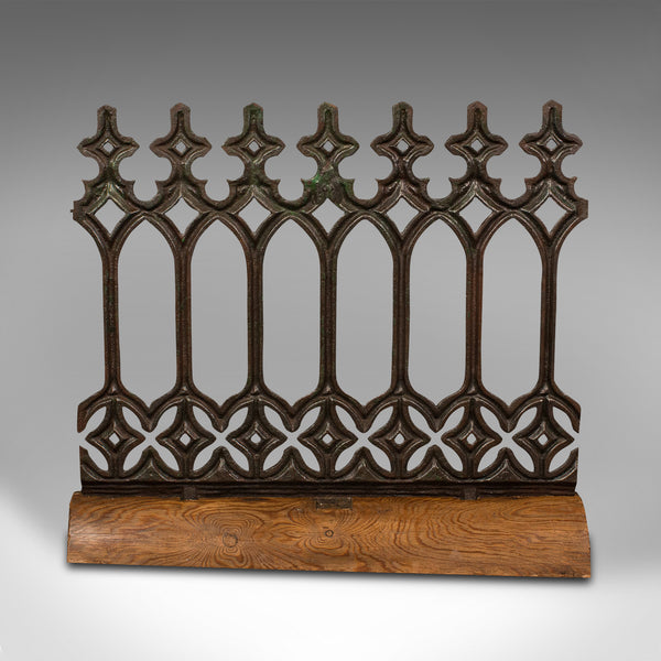 Antique Architectural Gothic Cast Iron Panel on Stand, English, Victorian, 1880