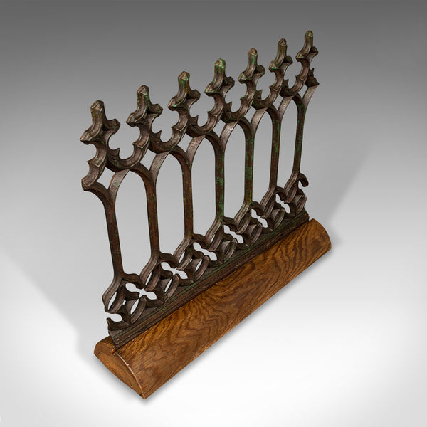Antique Architectural Gothic Cast Iron Panel on Stand, English, Victorian, 1880