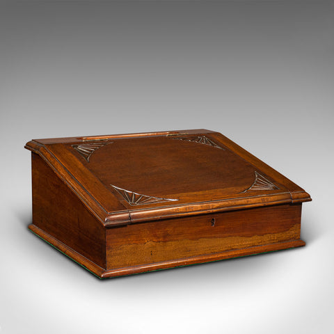 Antique Hotel Reception Correspondence Box, English, Writing Slope, Edwardian