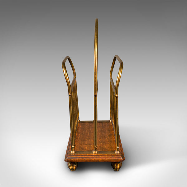 Antique Newspaper Rack, English, Oak, Magazine, Letter Stand, Victorian, C.1880