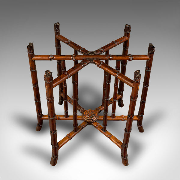 Antique Carved Campaign Table, Anglo Indian, Folding, Colonial, Victorian, 1880