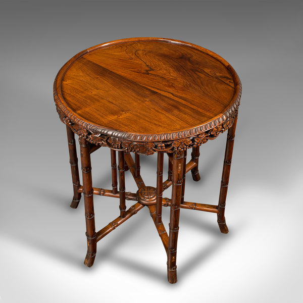 Antique Carved Campaign Table, Anglo Indian, Folding, Colonial, Victorian, 1880