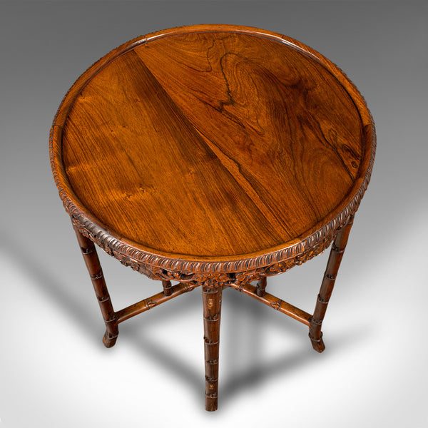 Antique Carved Campaign Table, Anglo Indian, Folding, Colonial, Victorian, 1880