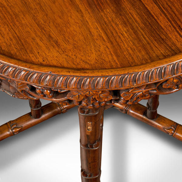 Antique Carved Campaign Table, Anglo Indian, Folding, Colonial, Victorian, 1880