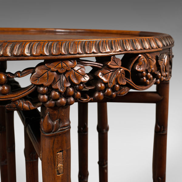 Antique Carved Campaign Table, Anglo Indian, Folding, Colonial, Victorian, 1880