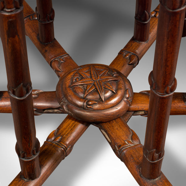 Antique Carved Campaign Table, Anglo Indian, Folding, Colonial, Victorian, 1880