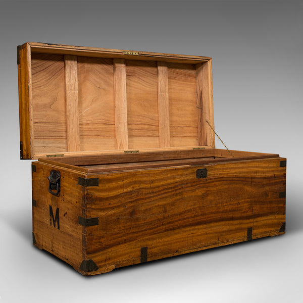 Vintage Campaign Chest, English, Camphorwood, Military Travel Trunk, Circa 1930