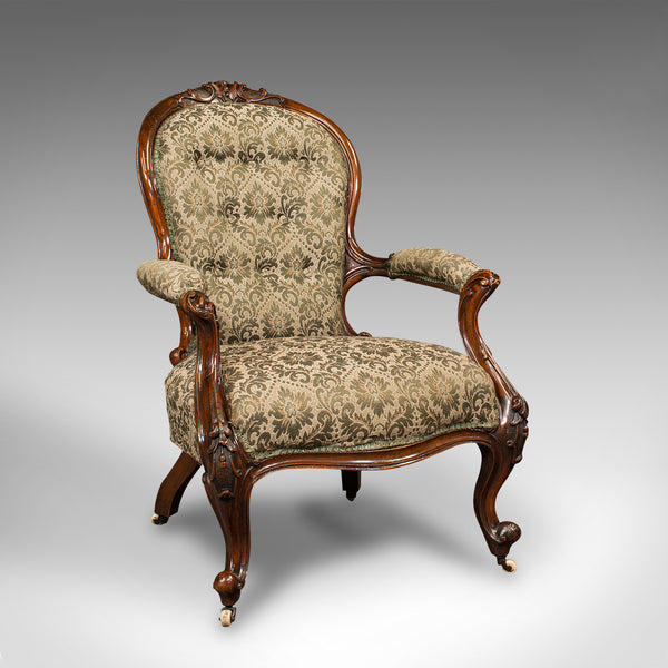 Antique Salon Chair, English, Walnut, Armchair, Early Victorian, Circa 1840