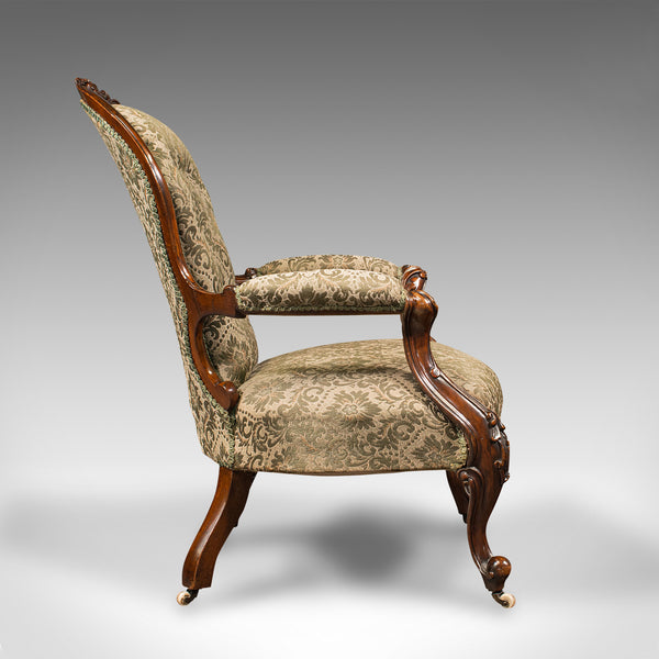 Antique Salon Chair, English, Walnut, Armchair, Early Victorian, Circa 1840