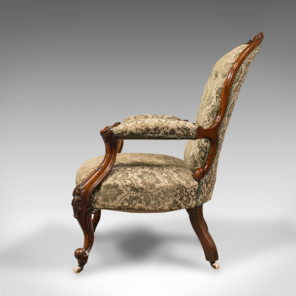 Antique Salon Chair, English, Walnut, Armchair, Early Victorian, Circa 1840