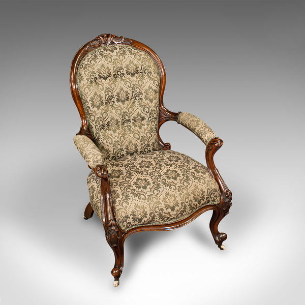 Antique Salon Chair, English, Walnut, Armchair, Early Victorian, Circa 1840