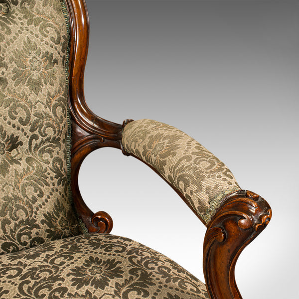 Antique Salon Chair, English, Walnut, Armchair, Early Victorian, Circa 1840