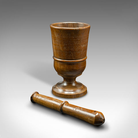 Antique Turned Mortar and Pestle, English, Yew, Decorative Treen, Victorian