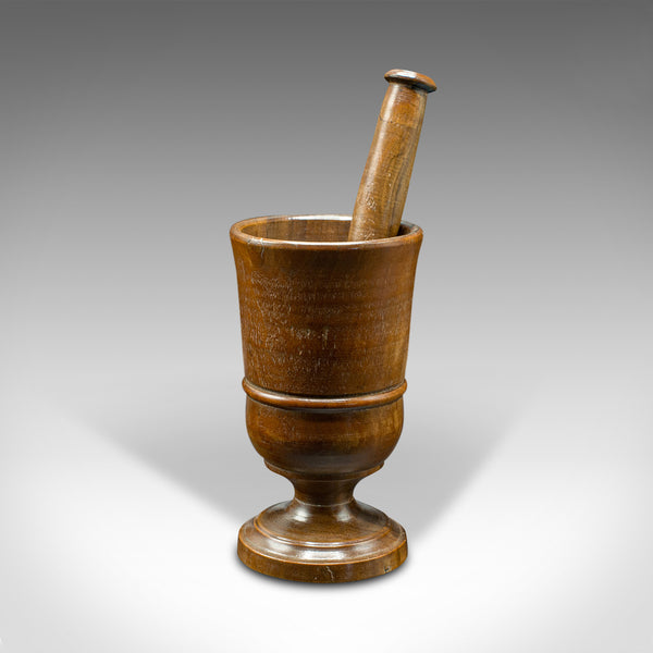 Antique Turned Mortar and Pestle, English, Yew, Decorative Treen, Victorian