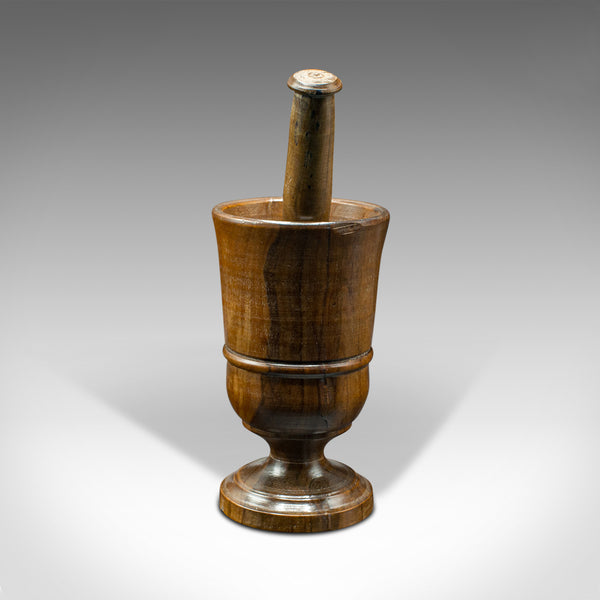 Antique Turned Mortar and Pestle, English, Yew, Decorative Treen, Victorian