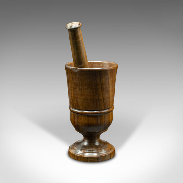 Antique Turned Mortar and Pestle, English, Yew, Decorative Treen, Victorian