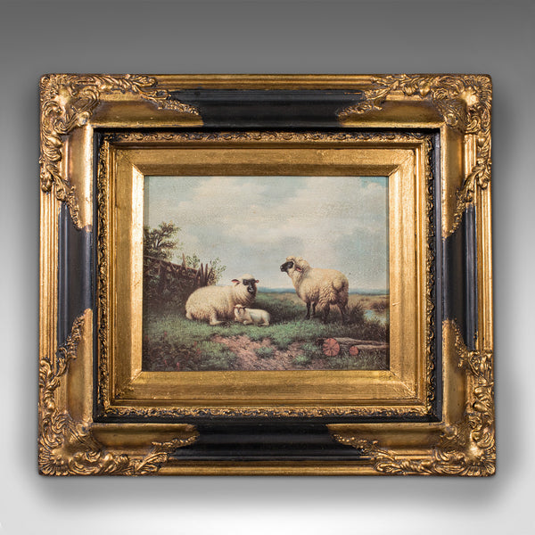 Small Vintage Sheep Scene, English, Gilt Framed, Decorative Picture, Countryside