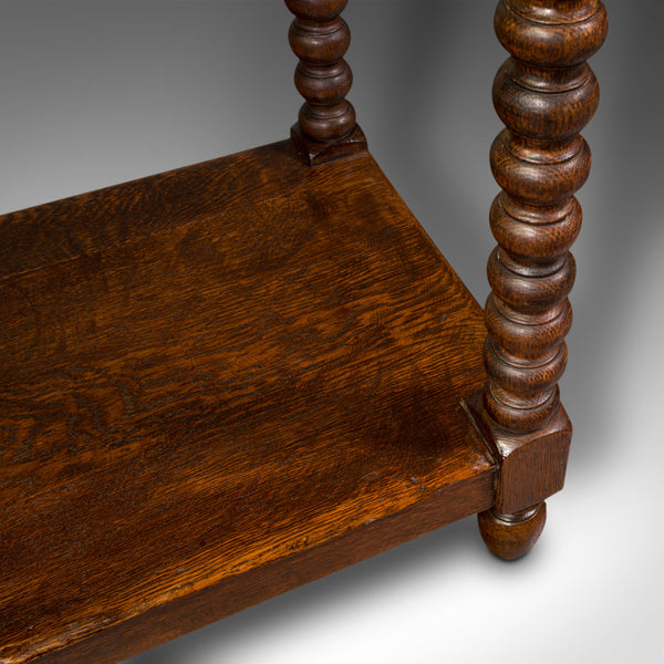 Small Antique Side Table, English, Oak, Wine, Lamp, Gothic Revival, Victorian