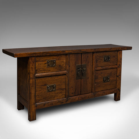 Vintage Country House Sideboard, Oriental, Chinese Elm, Side Cabinet, Circa 1960