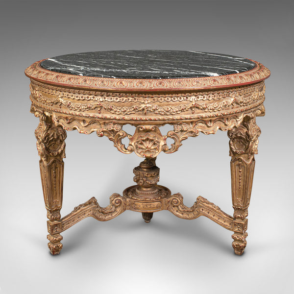Large Vintage Circular Table, Continental, Marble, Centrepiece, Rococo Revival
