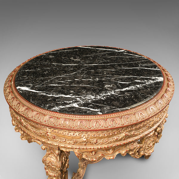 Large Vintage Circular Table, Continental, Marble, Centrepiece, Rococo Revival