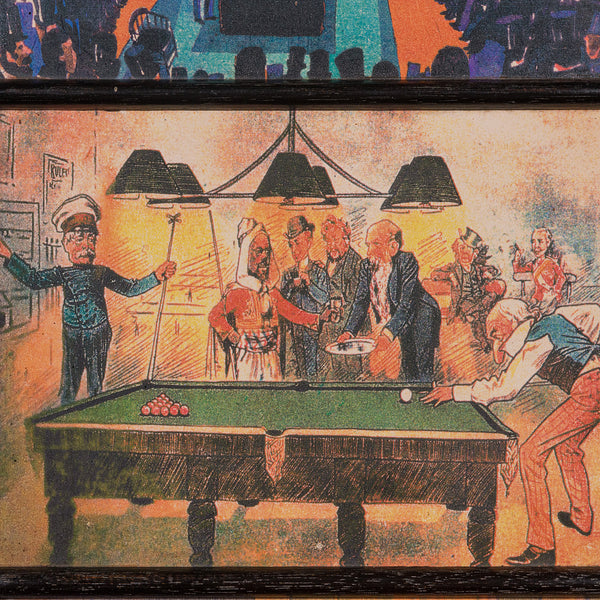 Antique Decorative Billiard Mirror, English, Ceramic Tiles, Snooker, Edwardian