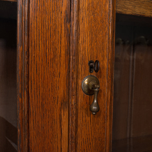 Antique Wall Standing Display Bookcase, English, Oak, Library Cabinet, Victorian