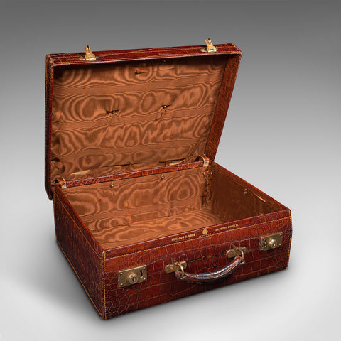 Antique Ladies Country Day Case, English, Crocodile, Suitcase, Edwards and Sons
