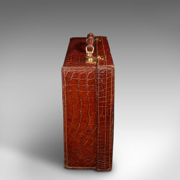 Antique Ladies Country Day Case, English, Crocodile, Suitcase, Edwards and Sons
