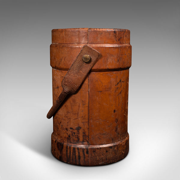 Antique Decorative Bucket, Leather, Basket, Stick Stand, Victorian, Circa 1900