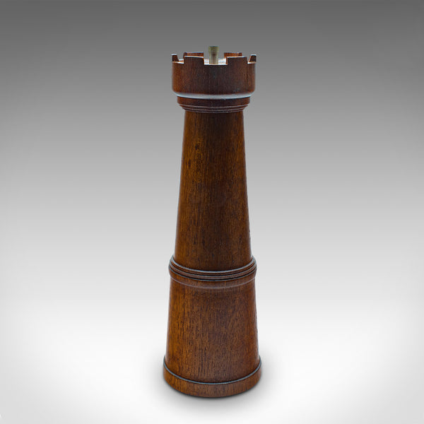 Vintage Decorative Pepper Grinder, English, Oak, Condiment Dispenser, Chess Rook