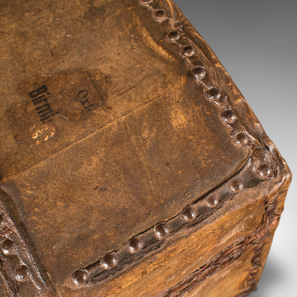 Small Antique Dome Top Chest, Spanish, Leather, Decorative Trunk, Georgian, 1750