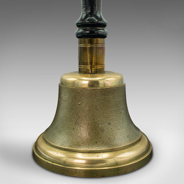 Antique Town Clerk's Hand Bell, English, Brass, School Yard Ringer, Edwardian