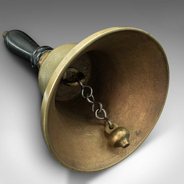 Antique Town Clerk's Hand Bell, English, Brass, School Yard Ringer, Edwardian