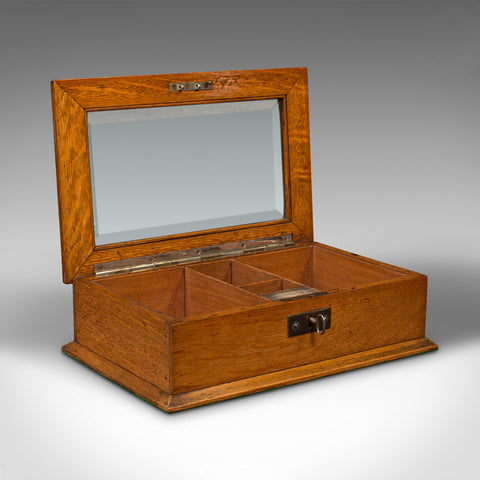 Antique Cigar Humidor, English, Oak, Bronze, Smoker's Case, Edwardian, C.1910