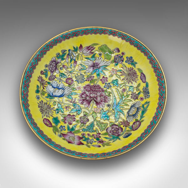 Antique Famille Jaune Decorative Dish, Chinese, Display Plate, Qing, Victorian