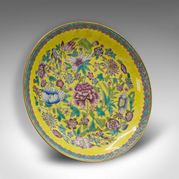 Antique Famille Jaune Decorative Dish, Chinese, Display Plate, Qing, Victorian