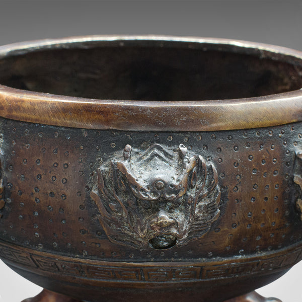 Antique Decorative Censer, Chinese, Bronze, Incense Burner, Dragon, Victorian