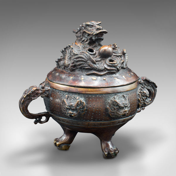 Antique Decorative Censer, Chinese, Bronze, Incense Burner, Dragon, Victorian