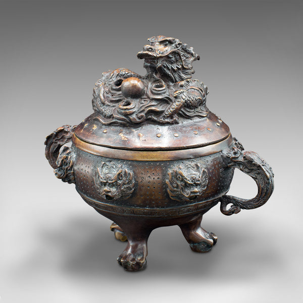 Antique Decorative Censer, Chinese, Bronze, Incense Burner, Dragon, Victorian